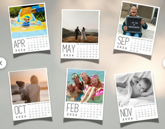 Calendar Magnets 2026: Set of 12 Month Mini Calendar Custom Photo Magnets 3.7" x 4.75"
