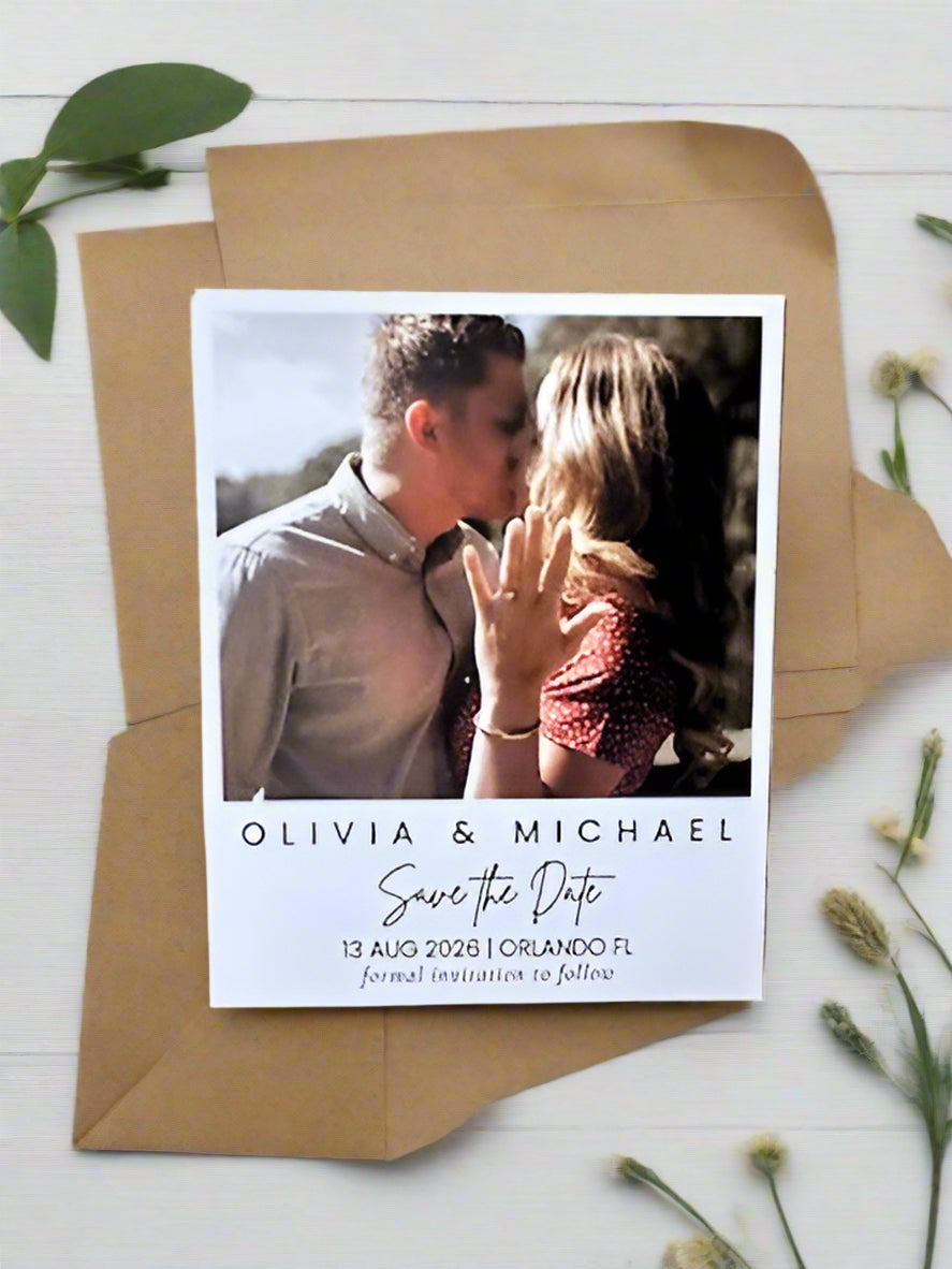 Save the Date Size: Length 3.25" x Height 4'