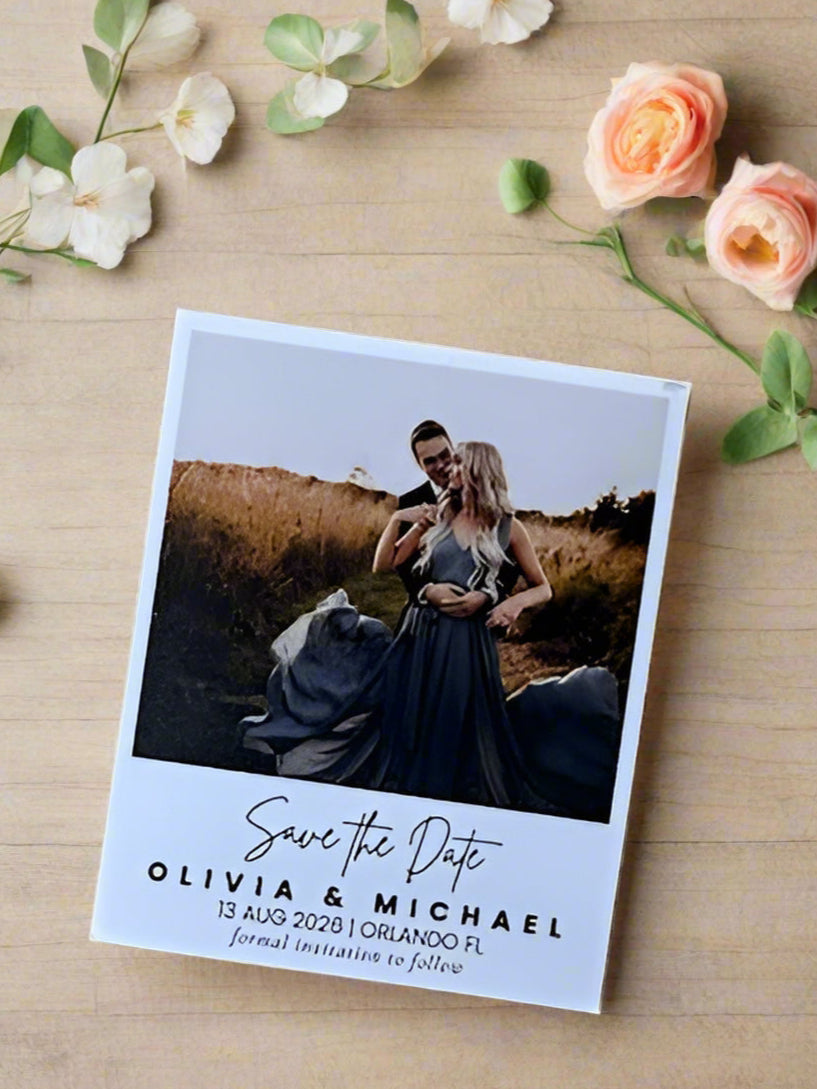 Save the Date Size: Length 3.25" x Height 4'